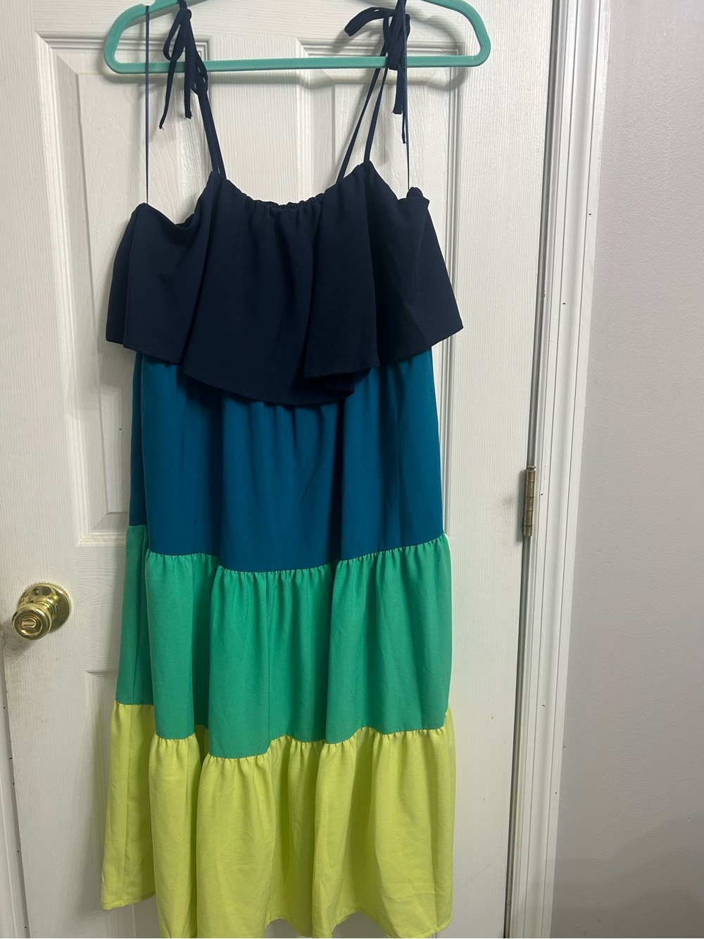 Colorblock Tiered Midi Dress